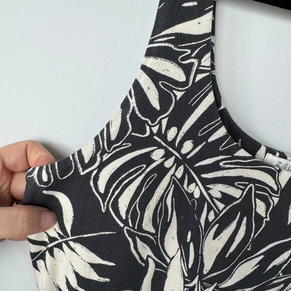 Z Supply Black and Cream Sleeveless Palm Print Sundress size M - Picture 6 of 9